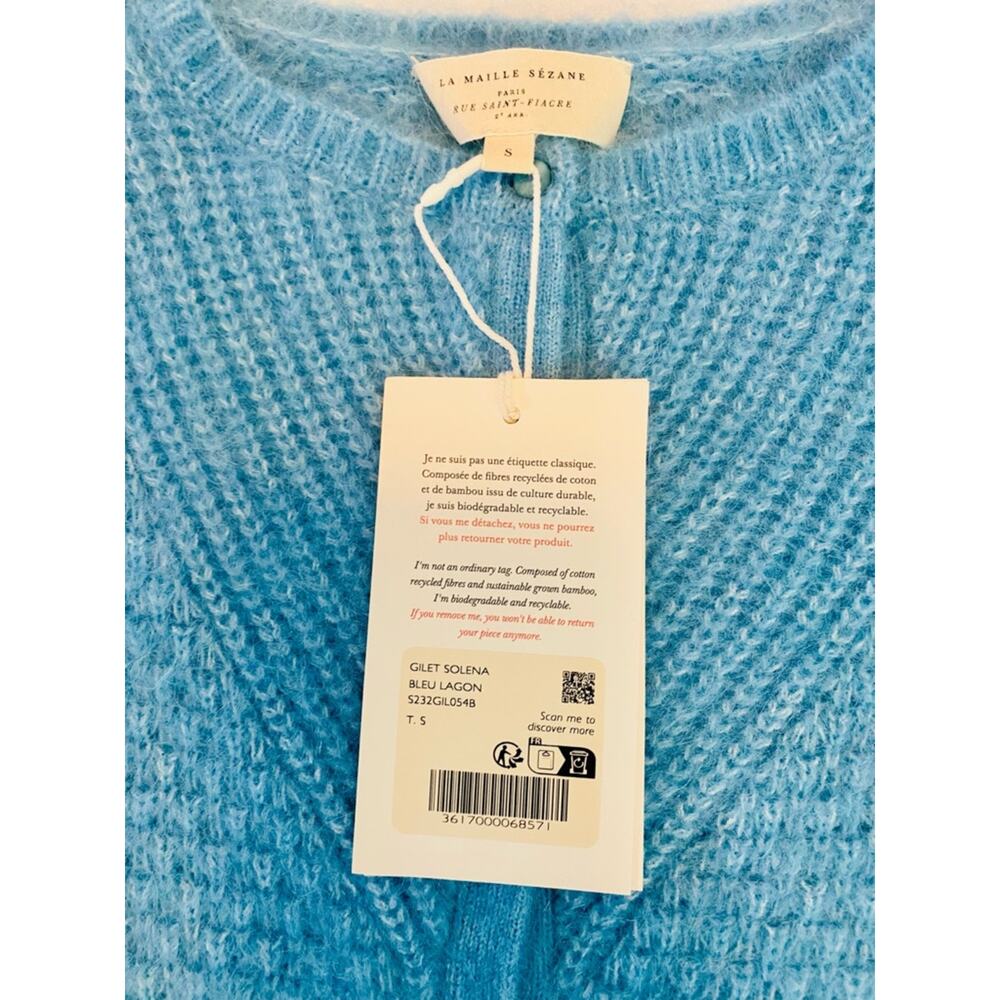Sezane Light Blue Button-Up Knit Cardigan - Picture 4 of 8